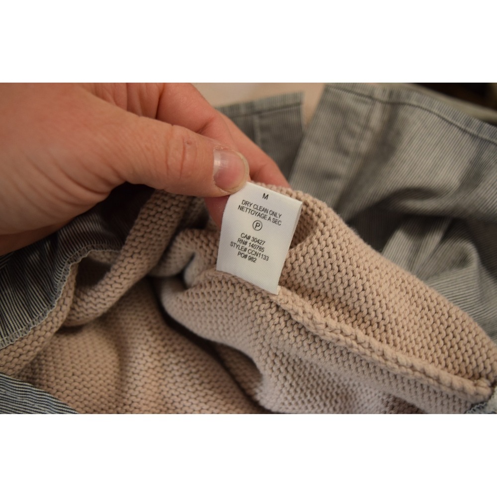 Brochu Walker Sweater Medium Beige Layered Look Pinstripe Hem Womens READ - Picture 6 of 7